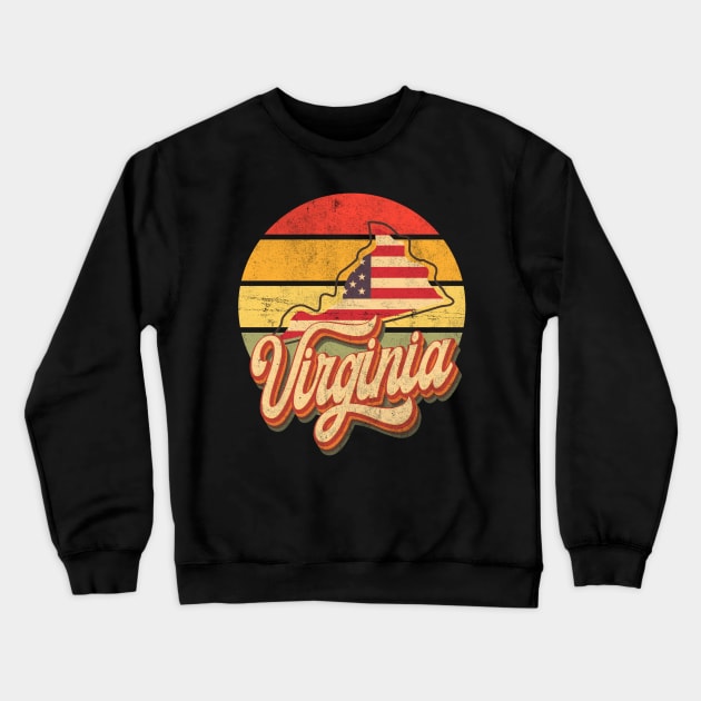 Virginia State Retro Vintage 70s style Crewneck Sweatshirt by Happy as I travel